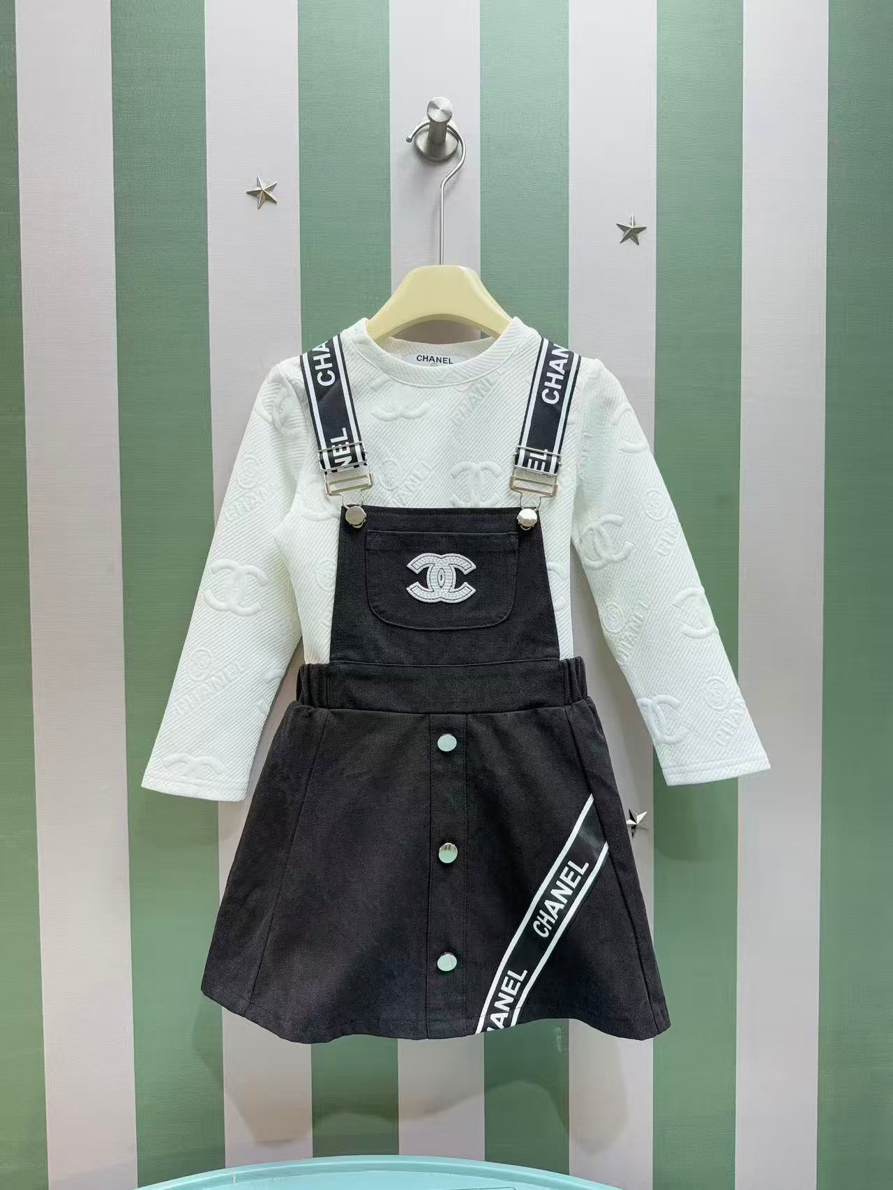 Chanel Girls' Corduroy Suspender Skirt Set – 2025SS – Kids Collection