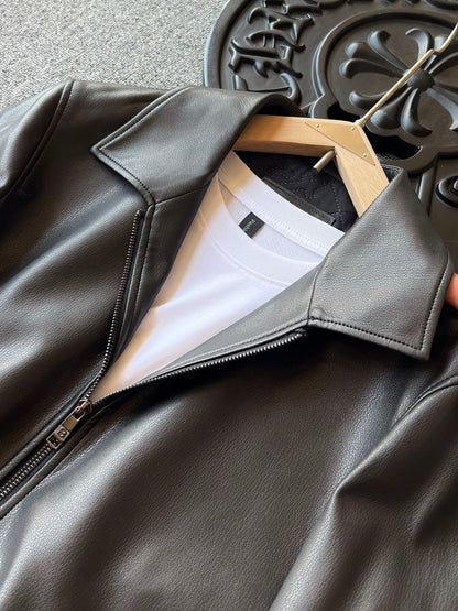 Zegna Padded Sheepskin Collared Leather Jacket