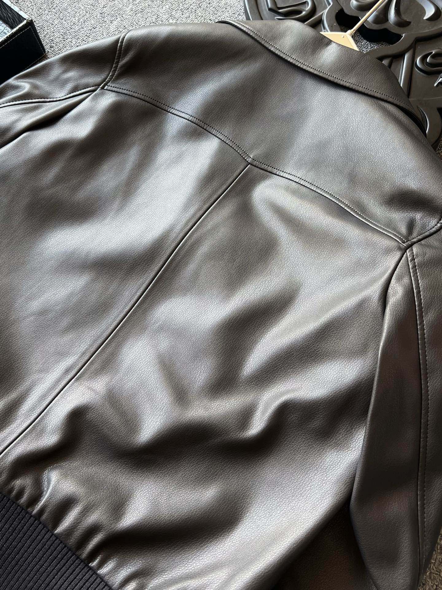 Zegna Padded Sheepskin Collared Leather Jacket