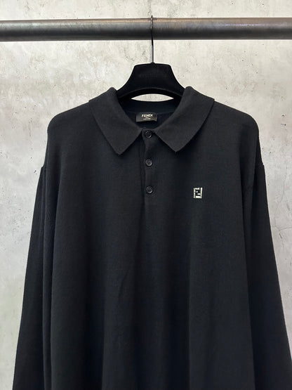Fendi Double F Logo Knitted Polo Shirt