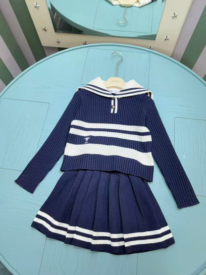 Dior Girls' Knit Cardigan and Skirt Set – 2025SS