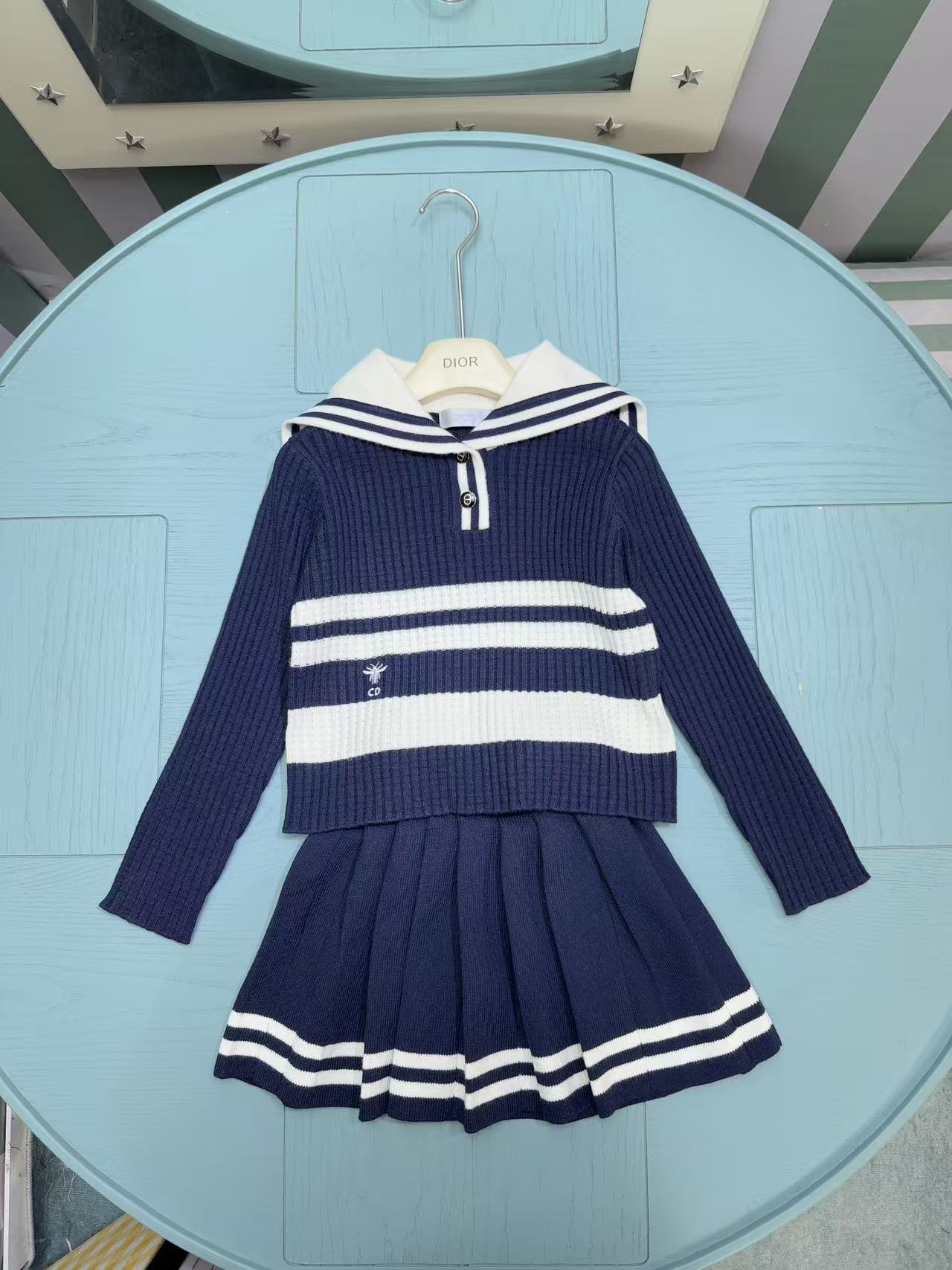 Dior Girls' Knit Cardigan and Skirt Set – 2025SS