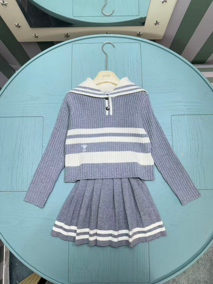 Dior Girls' Knit Cardigan and Skirt Set – 2025SS