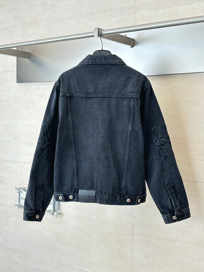 Loewe Embroidered Washed Distressed Denim Jacket