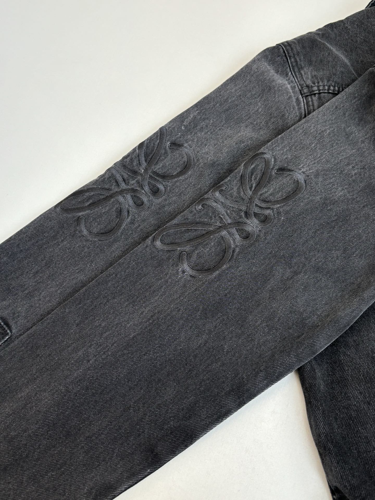 Loewe Embroidered Washed Distressed Denim Jacket