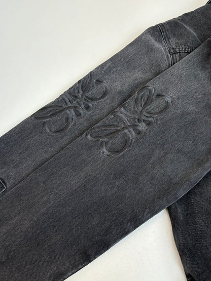 Loewe Embroidered Washed Distressed Denim Jacket