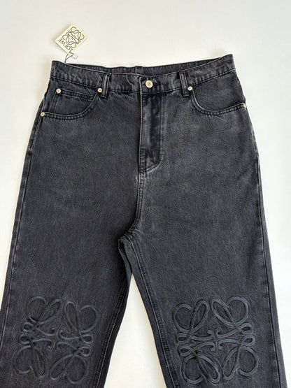 Loewe Anagram Embroidered Washed Distressed Jeans