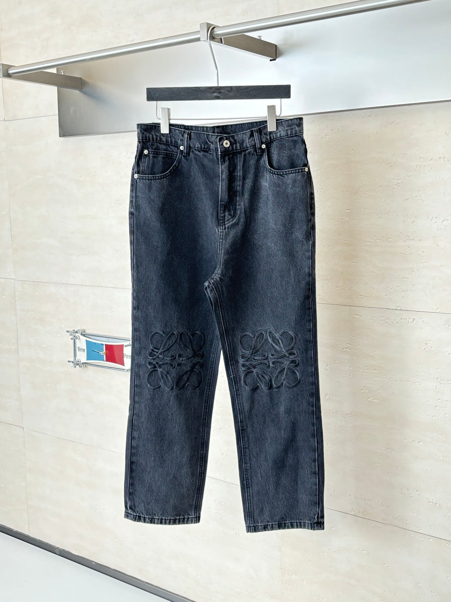 Loewe Anagram Embroidered Washed Distressed Jeans