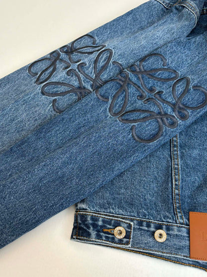 Loewe Embroidered Washed Distressed Denim Jacket
