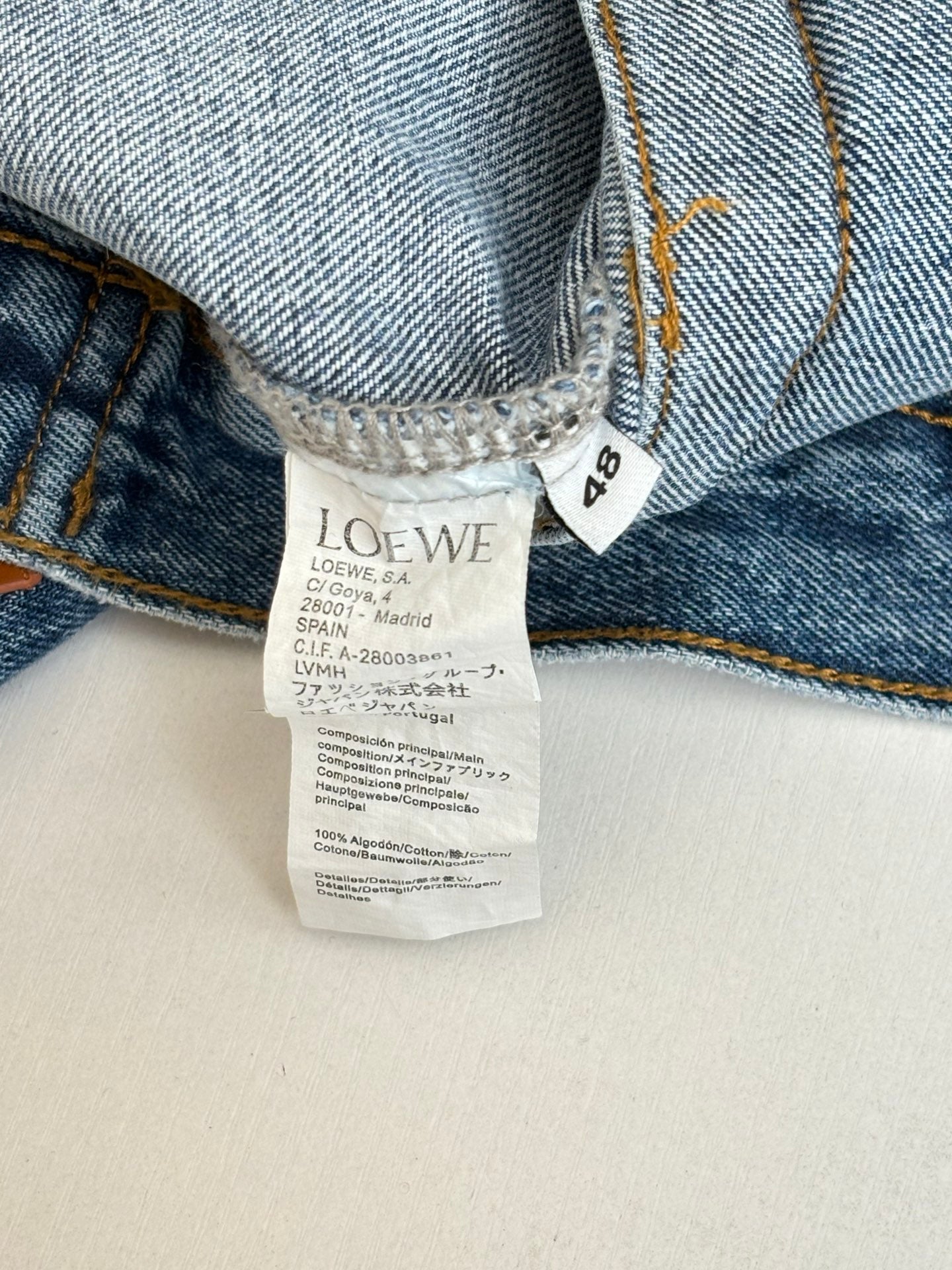 Loewe Embroidered Washed Distressed Denim Jacket