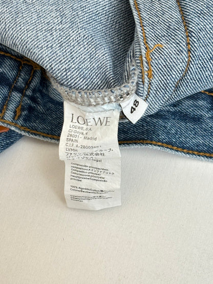 Loewe Embroidered Washed Distressed Denim Jacket