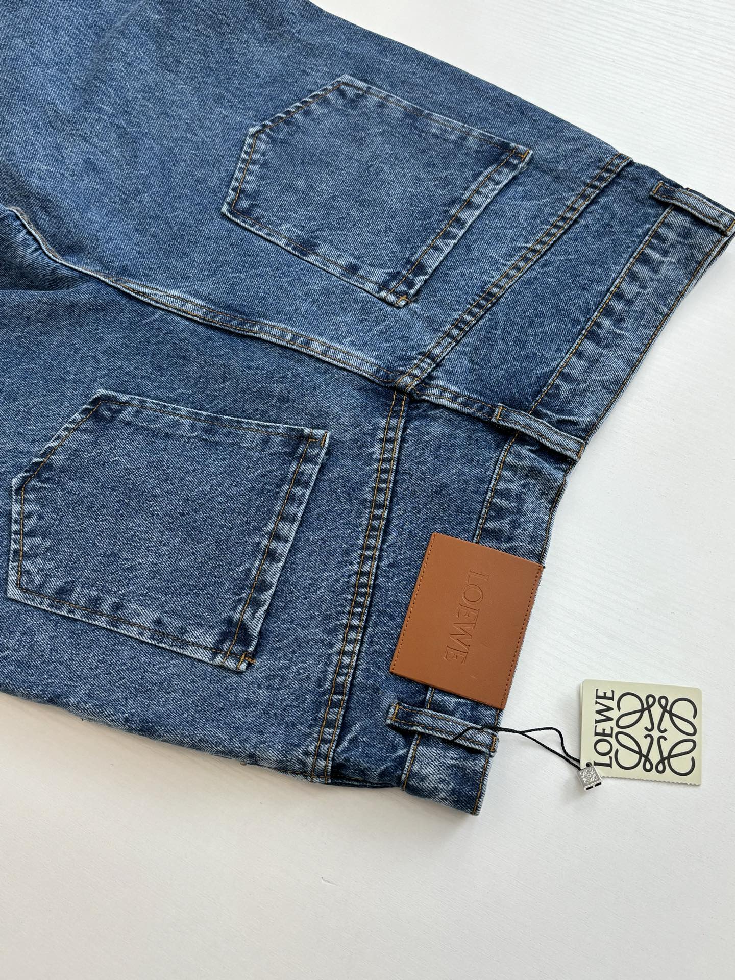 Loewe Anagram Embroidered Washed Distressed Jeans