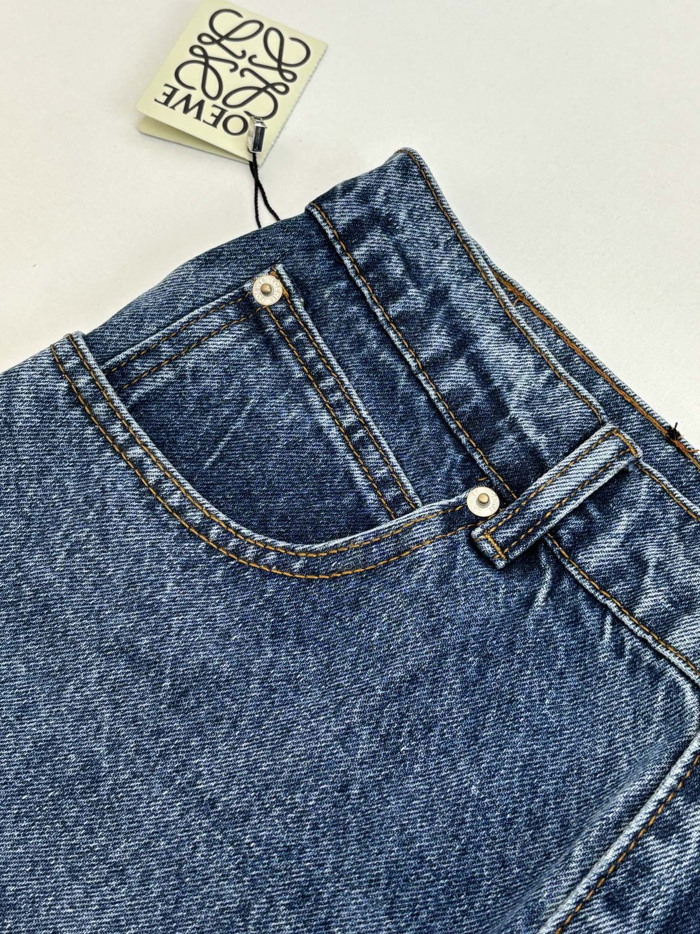 Loewe Anagram Embroidered Washed Distressed Jeans