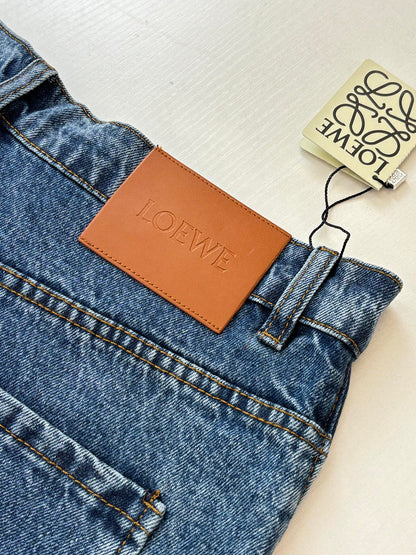 Loewe Anagram Embroidered Washed Distressed Jeans