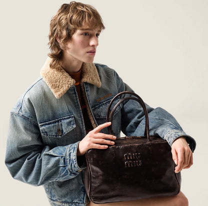 Miu Miu Washed Lambswool Embroidered Denim Jacket