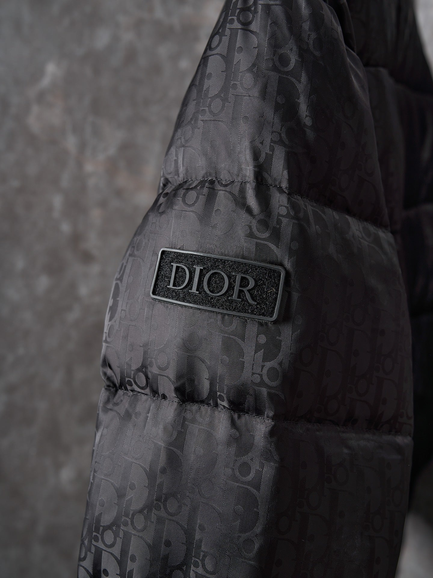 Dior Full Print Jacquard Stand Collar Puffer Jacket