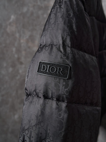 Dior Full Print Jacquard Stand Collar Puffer Jacket