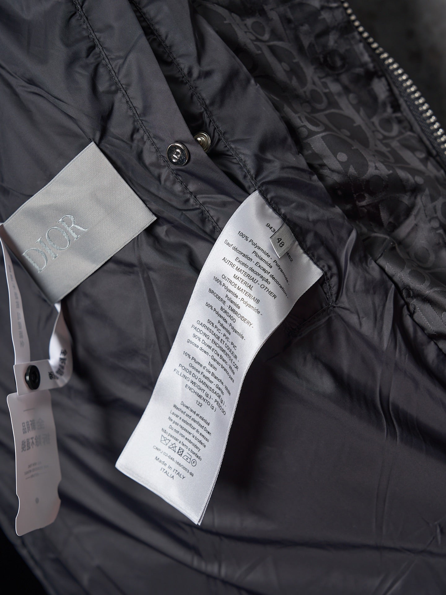 Dior Full Print Jacquard Stand Collar Puffer Jacket