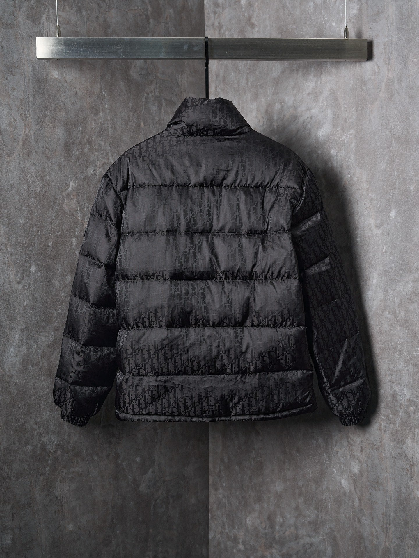 Dior Full Print Jacquard Stand Collar Puffer Jacket