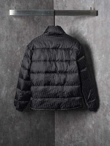 Dior Full Print Jacquard Stand Collar Puffer Jacket