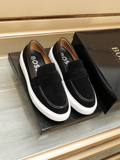 Boss Men's Luxury Leather Slip-On Loafers