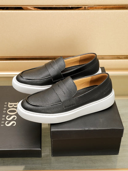 Boss Men's Luxury Leather Slip-On Loafers