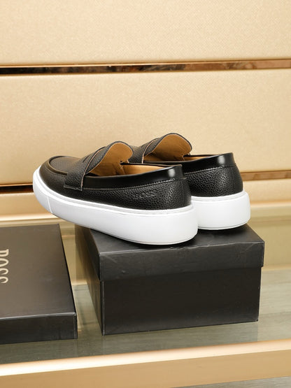 Boss Men's Luxury Leather Slip-On Loafers