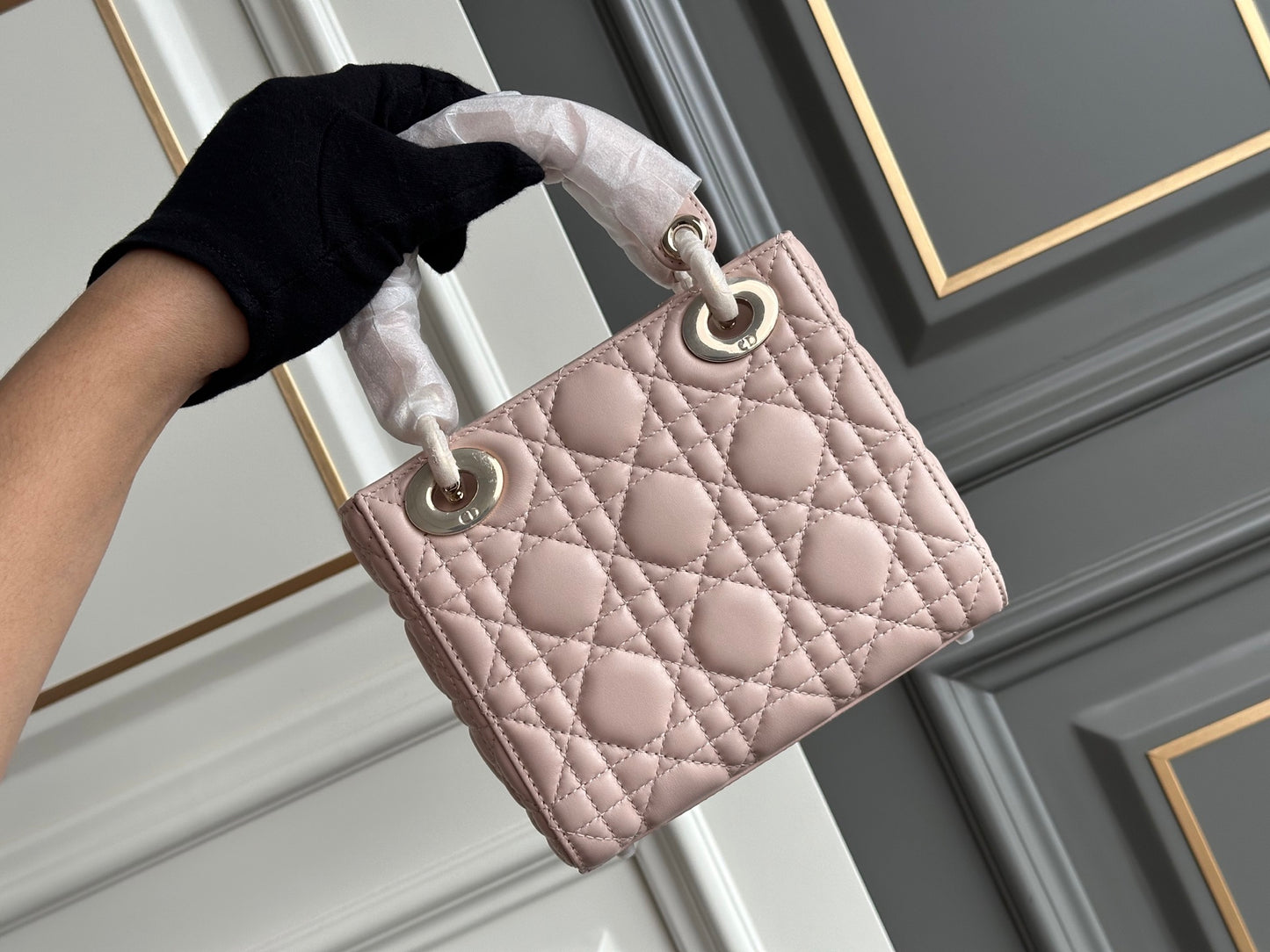 Dior Lady Dior Three-Grid Lambskin Shoulder Bag