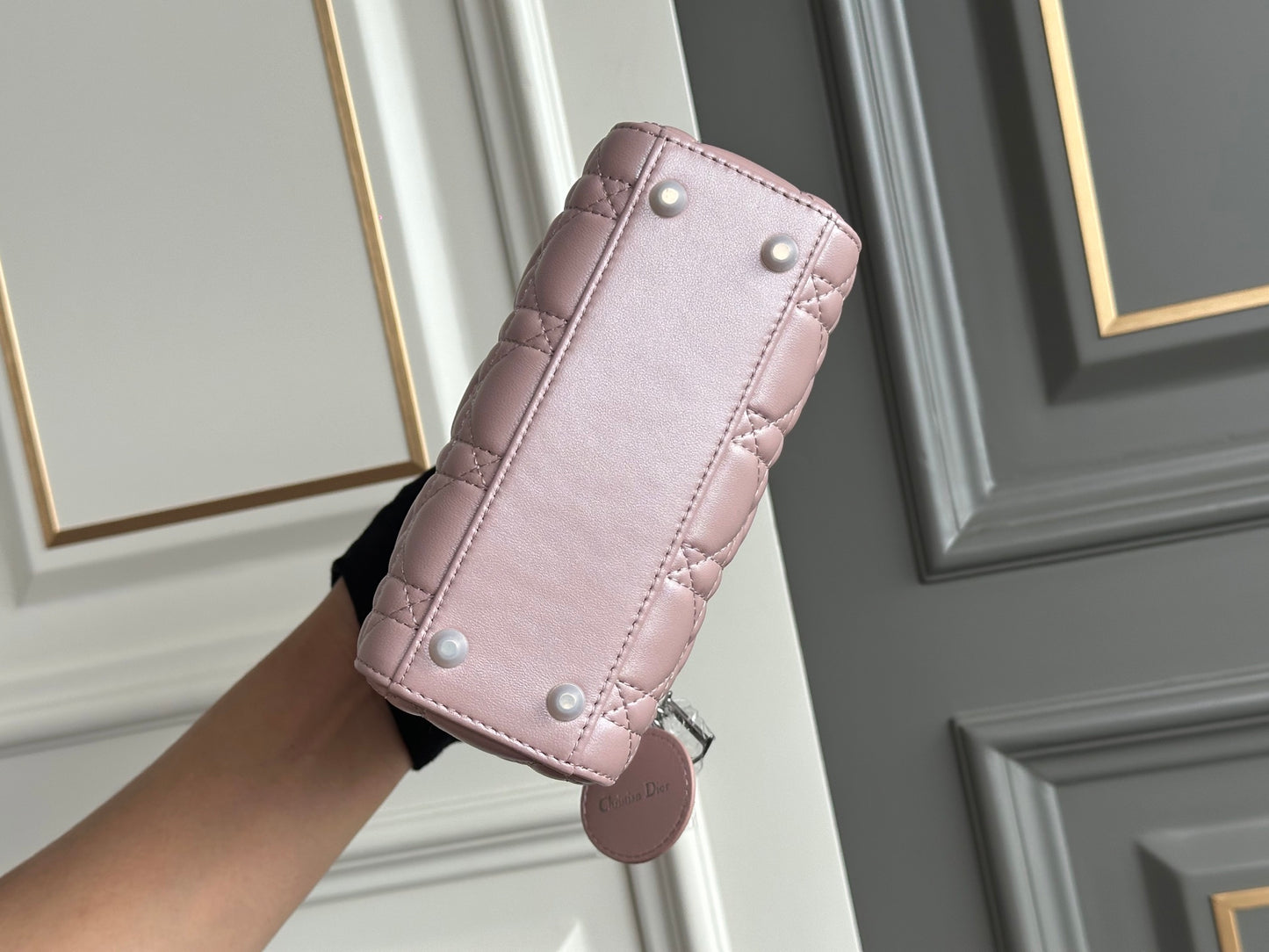 Dior Lady Dior Three-Grid Lambskin Shoulder Bag