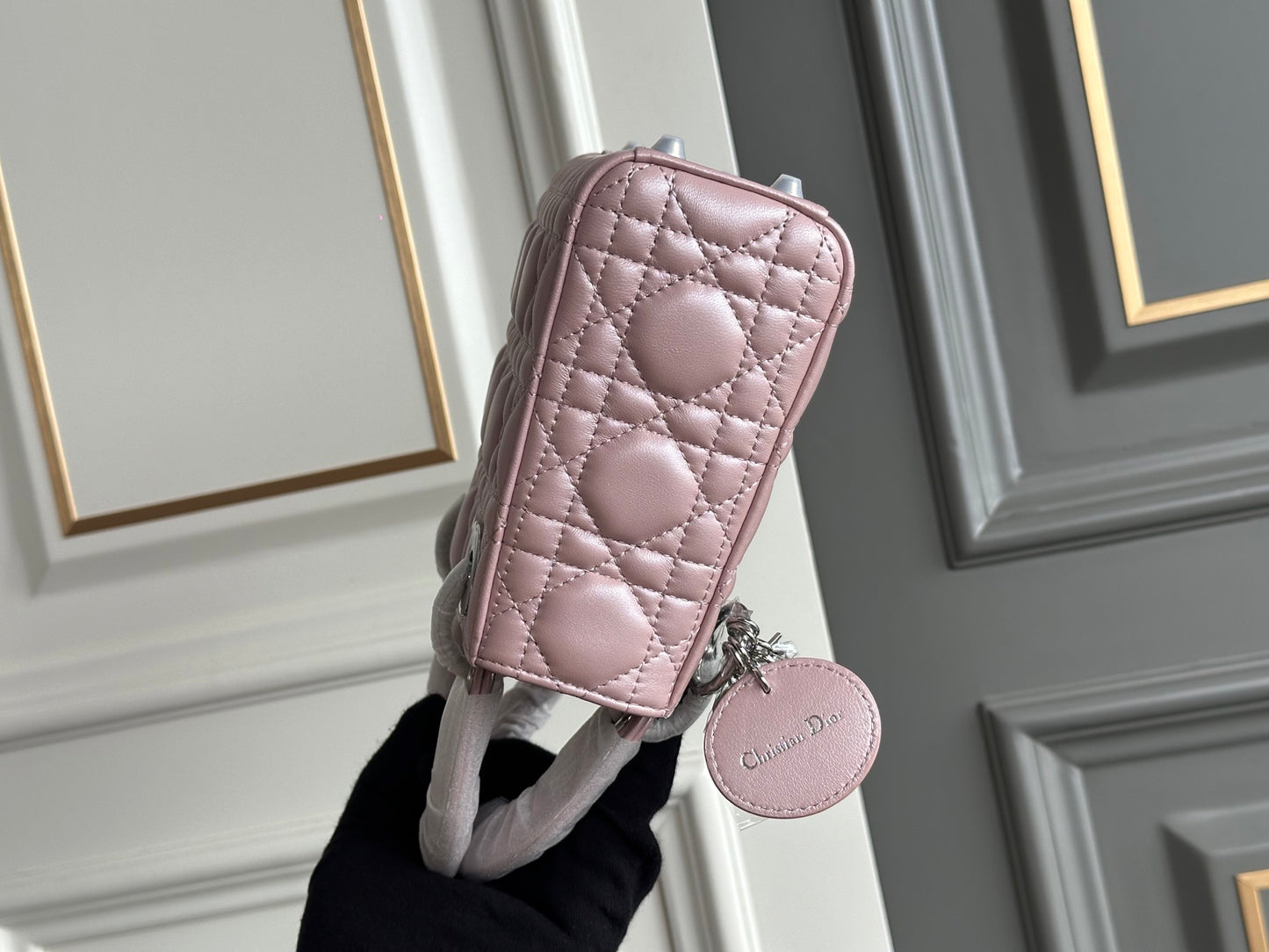 Dior Lady Dior Three-Grid Lambskin Shoulder Bag