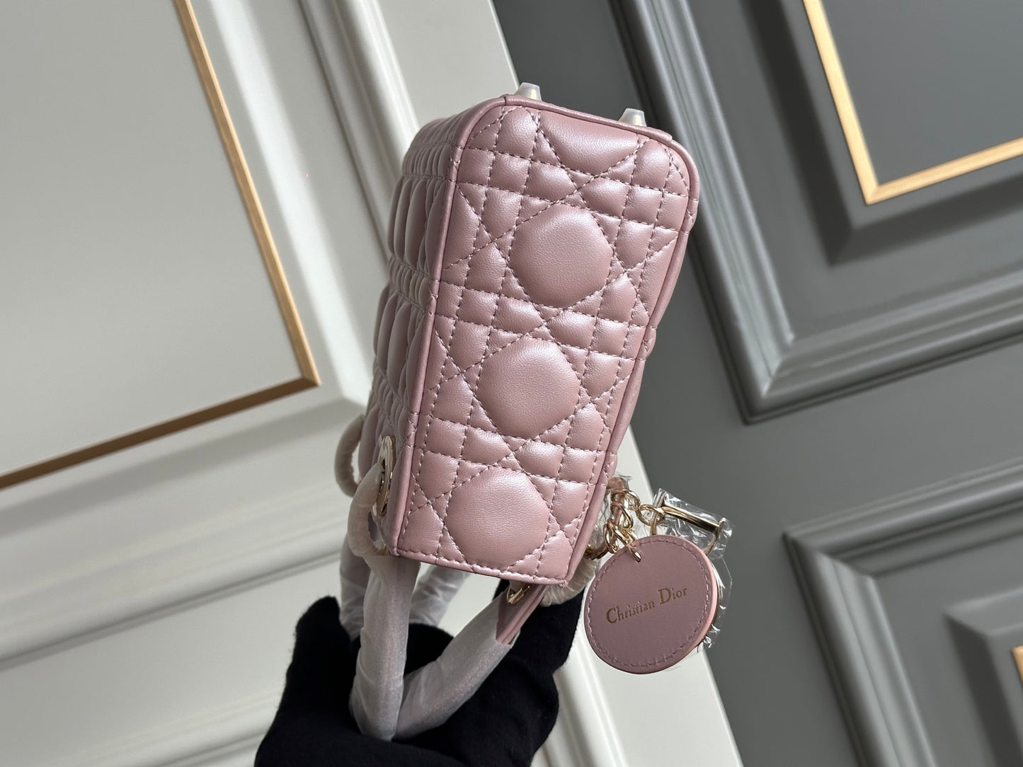 Dior Lady Dior Three-Grid Lambskin Shoulder Bag