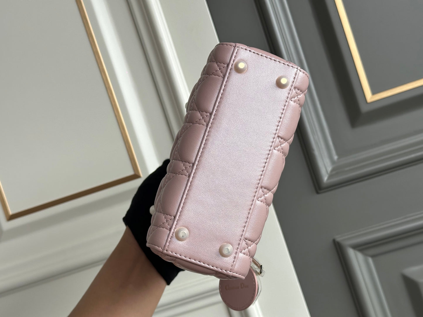 Dior Lady Dior Three-Grid Lambskin Shoulder Bag