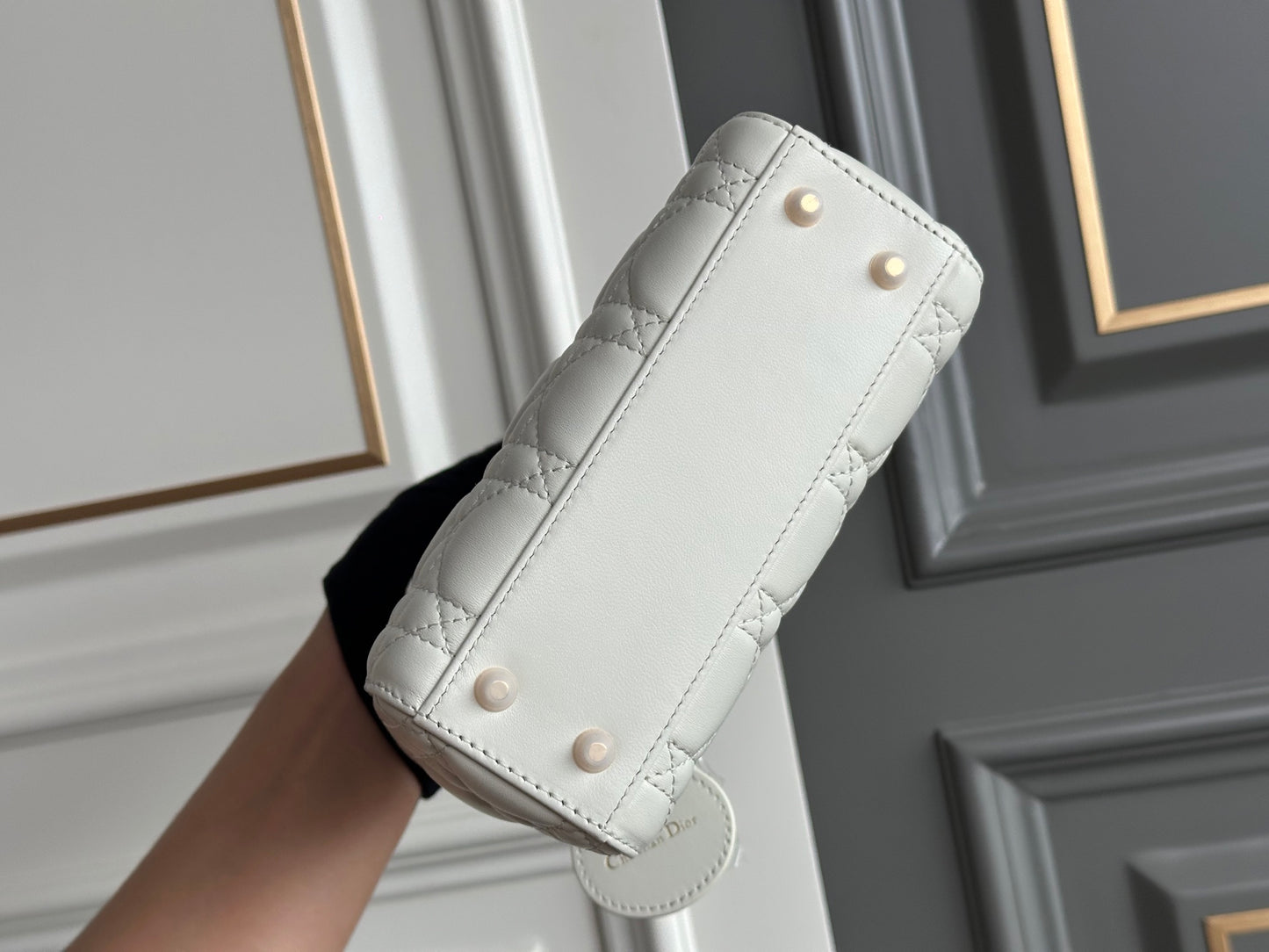 Dior Lady Dior Three-Grid Lambskin Shoulder Bag