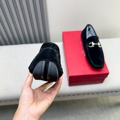 Ferragamo Imported Cowhide Fur-Lined Loafers