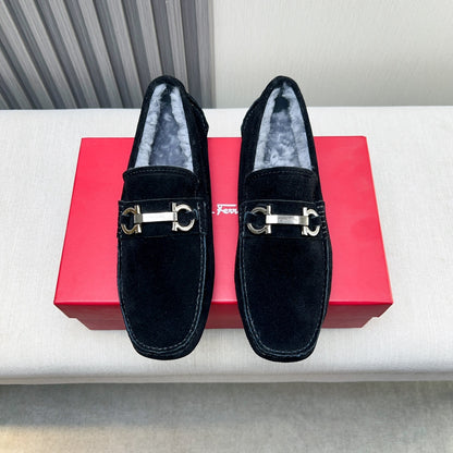 Ferragamo Imported Cowhide Fur-Lined Loafers