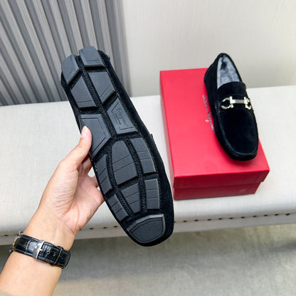 Ferragamo Imported Cowhide Fur-Lined Loafers