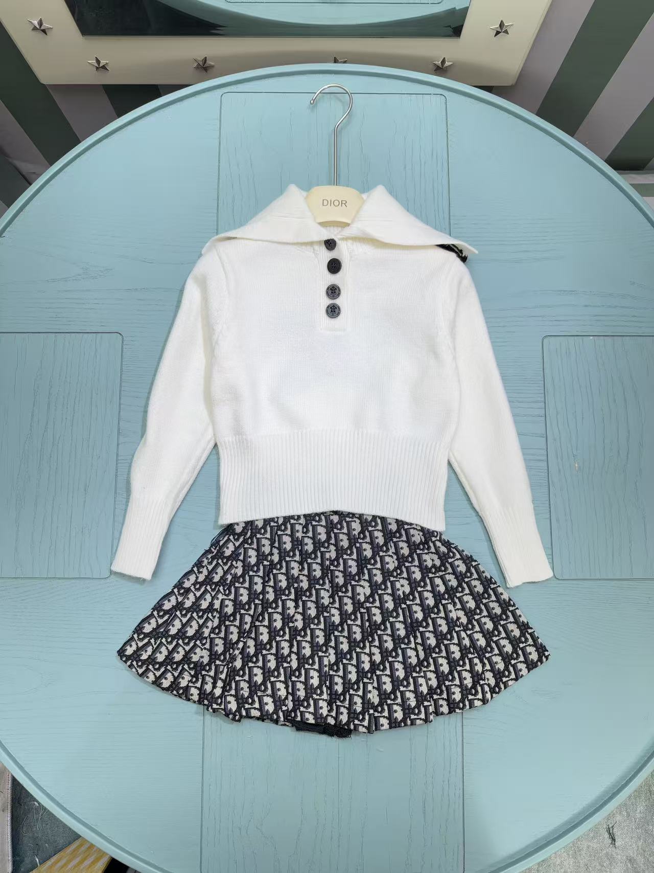 Dior Girl's Knitted Jacket and Skirt Set – Kids Collection – 2025SS