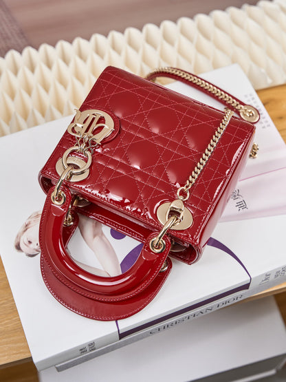 Dior Lady Dior Mini Patent Crossbody Bag