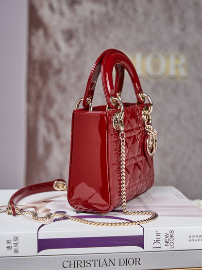 Dior Lady Dior Mini Patent Crossbody Bag