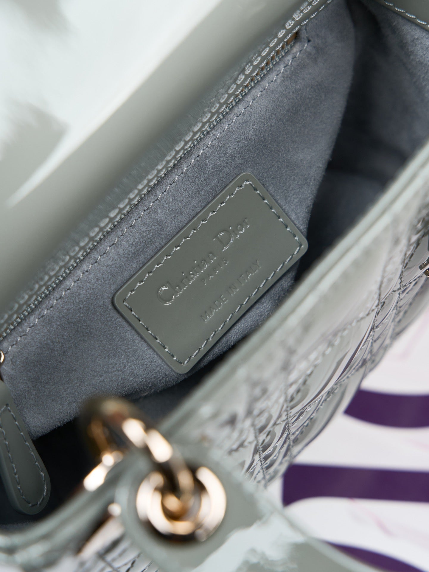 Dior Lady Dior Mini Patent Crossbody Bag