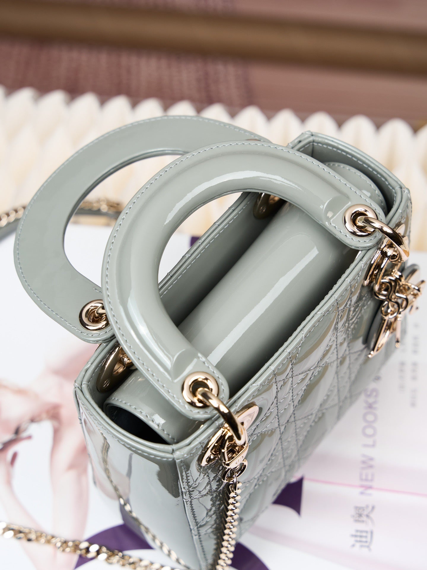 Dior Lady Dior Mini Patent Crossbody Bag