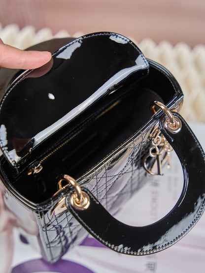 Dior Lady Dior Mini Patent Crossbody Bag