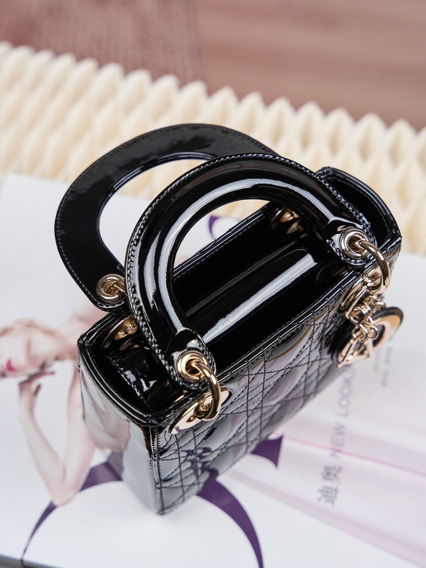 Dior Lady Dior Mini Patent Crossbody Bag