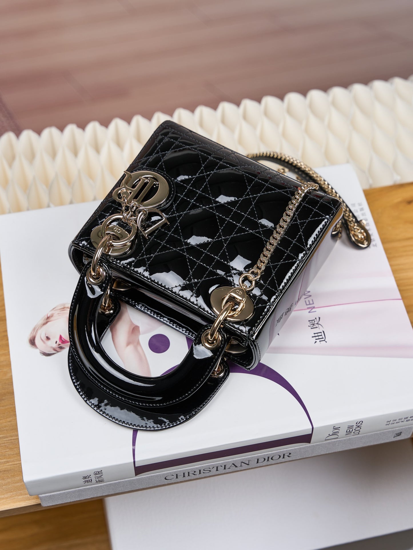 Dior Lady Dior Mini Patent Crossbody Bag