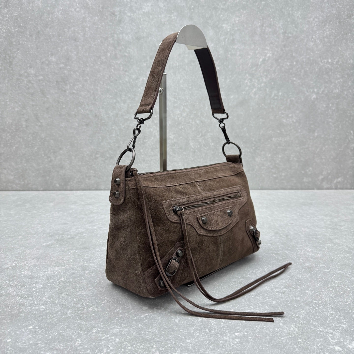 Balenciaga Le City Moto Suede Hobo Bag – 25FW