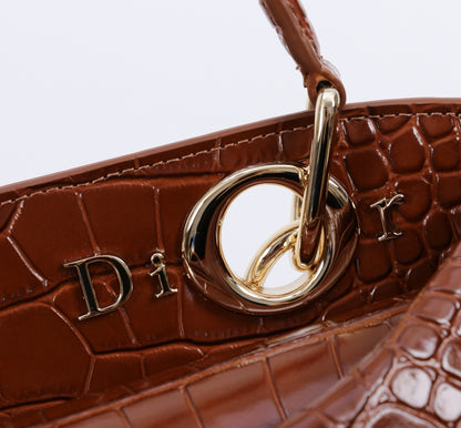 Dior Crocodile Embossed Bow Top Handle Bag – 2026SS