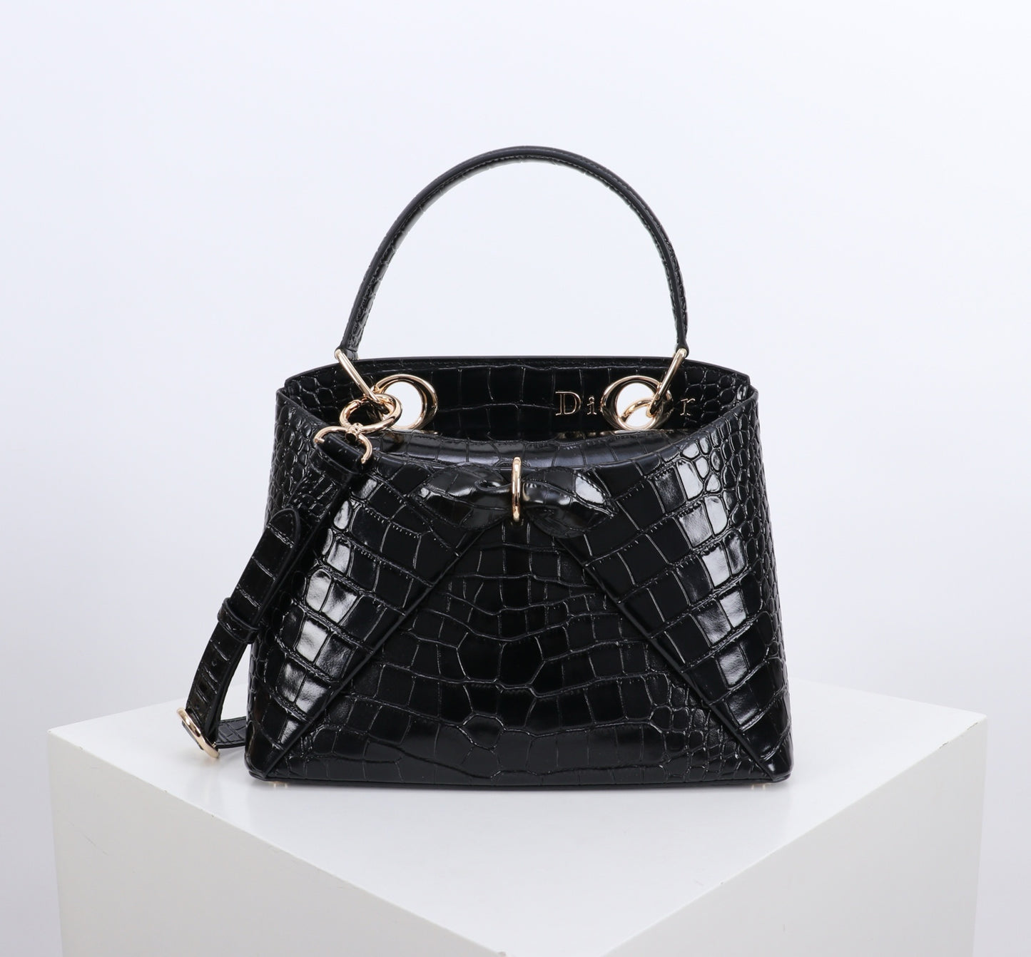 Dior Crocodile Embossed Bow Top Handle Bag – 2026SS