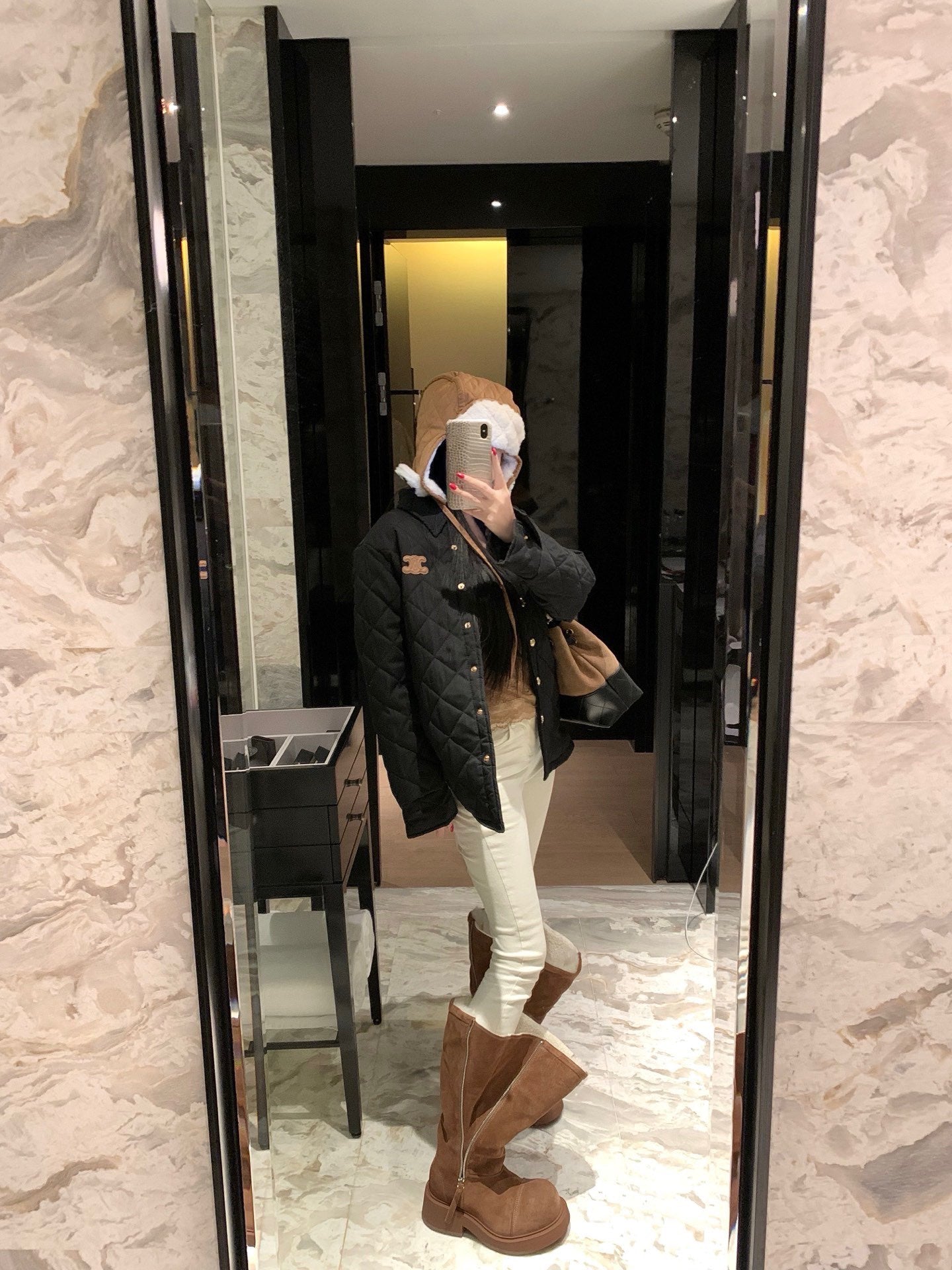 Celine Triomphe Custom Metal Button Puffer Jacket
