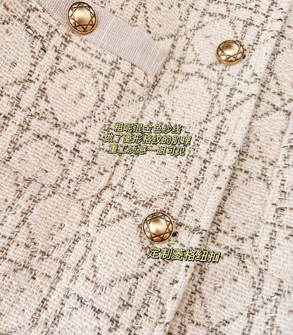 Dior Wealthy Heiress Diamond Quilted Tweed Down Jacket