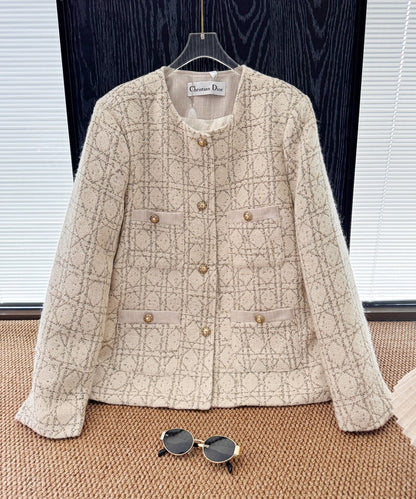 Dior Wealthy Heiress Diamond Quilted Tweed Down Jacket